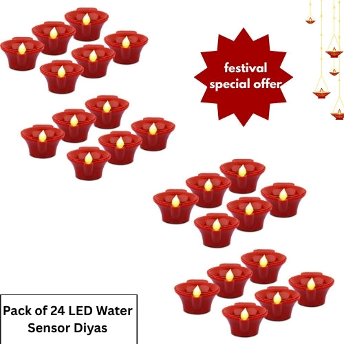🌟 LED Water Sensor Diyas – Traditional Vibes with Modern Magic! 🌟(Pack of 6/12/18/24)